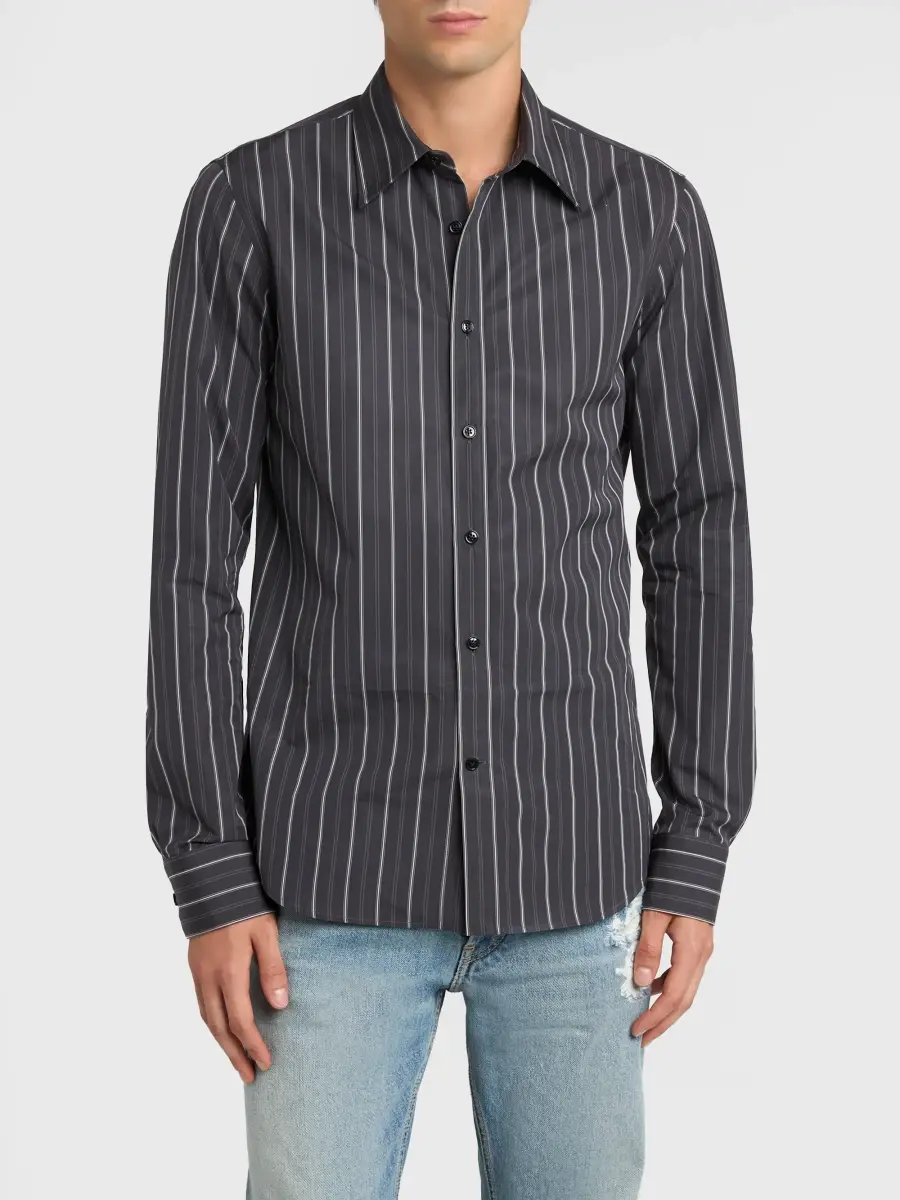 Alexander McQueen Men's Striped Cotton Button-Front Shirt | Thumbnail 4