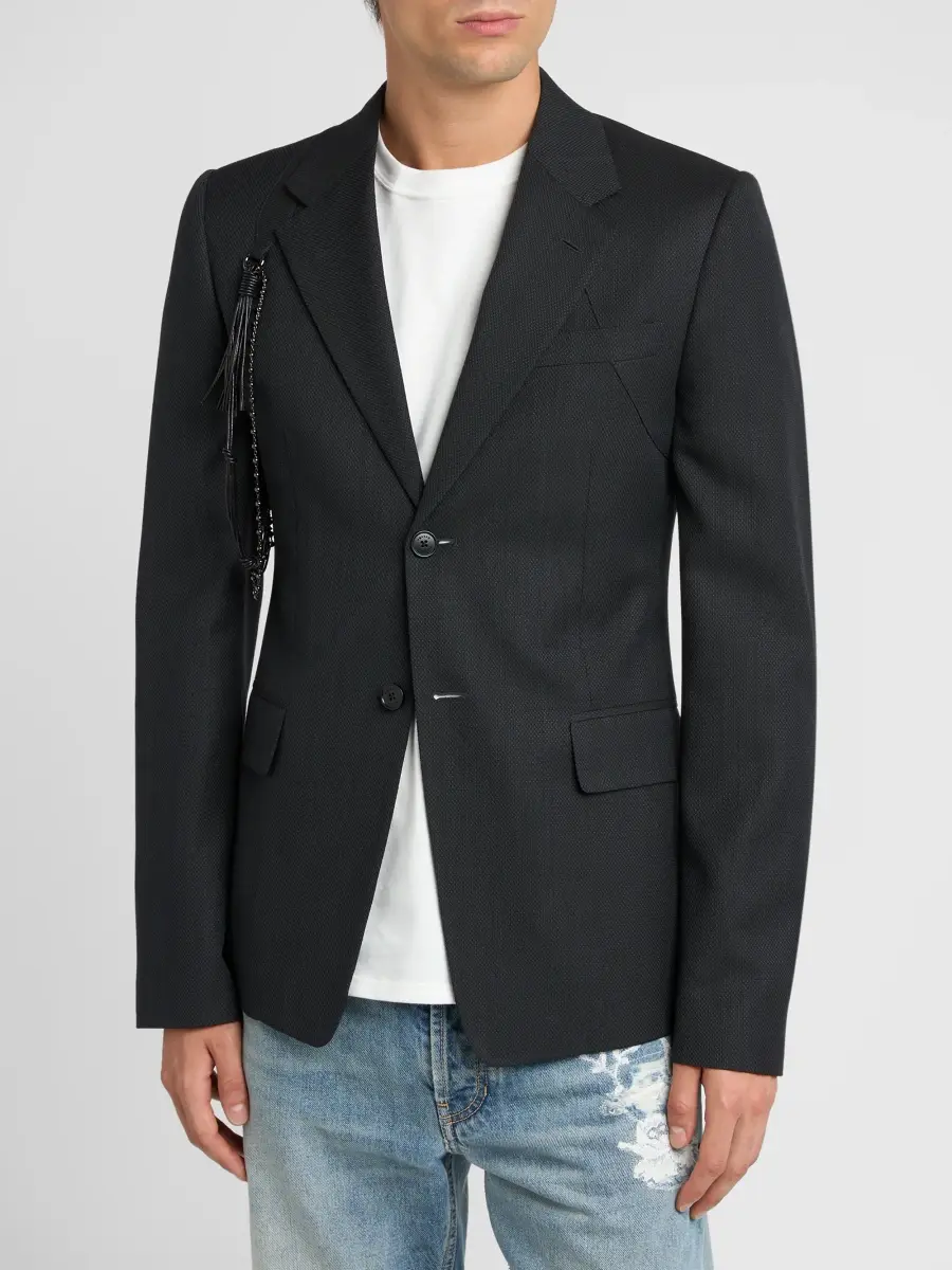 Alexander McQueen Men's Tassel-Trim Wool Jacket | Thumbnail 4 Alexander McQueen Men's Tassel-Trim Wool Jacket | Thumbnail 4