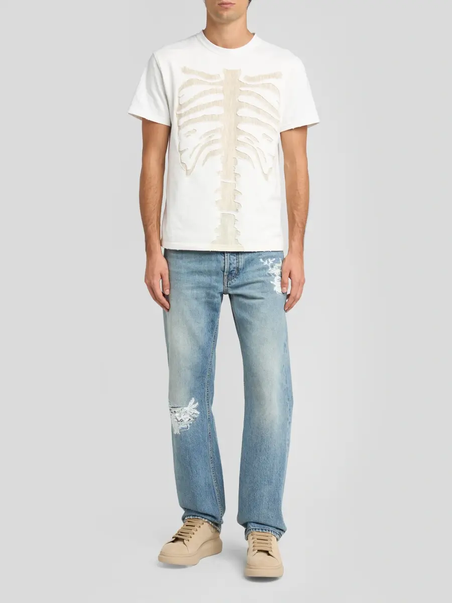 Alexander McQueen Men's Ribcage Cotton Jersey T-Shirt | Thumbnail 2