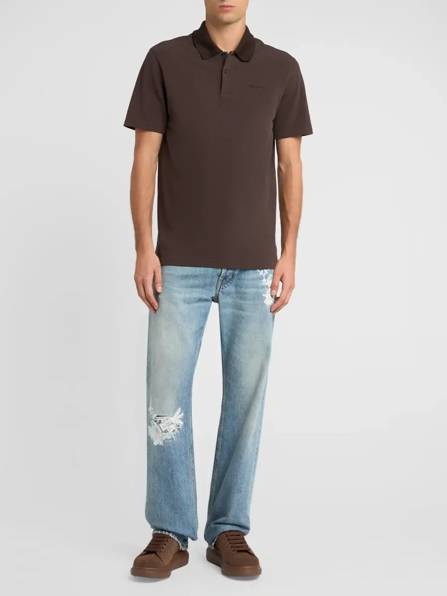 Alexander McQueen Men's Logo Cotton Polo Shirt | Thumbnail 2