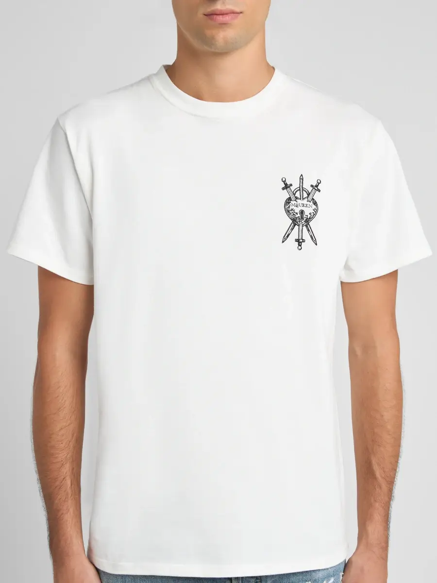 Alexander McQueen Men's Logo-Embroidered Cotton T-Shirt | Thumbnail 5 Alexander McQueen Men's Logo-Embroidered Cotton T-Shirt | Thumbnail 5