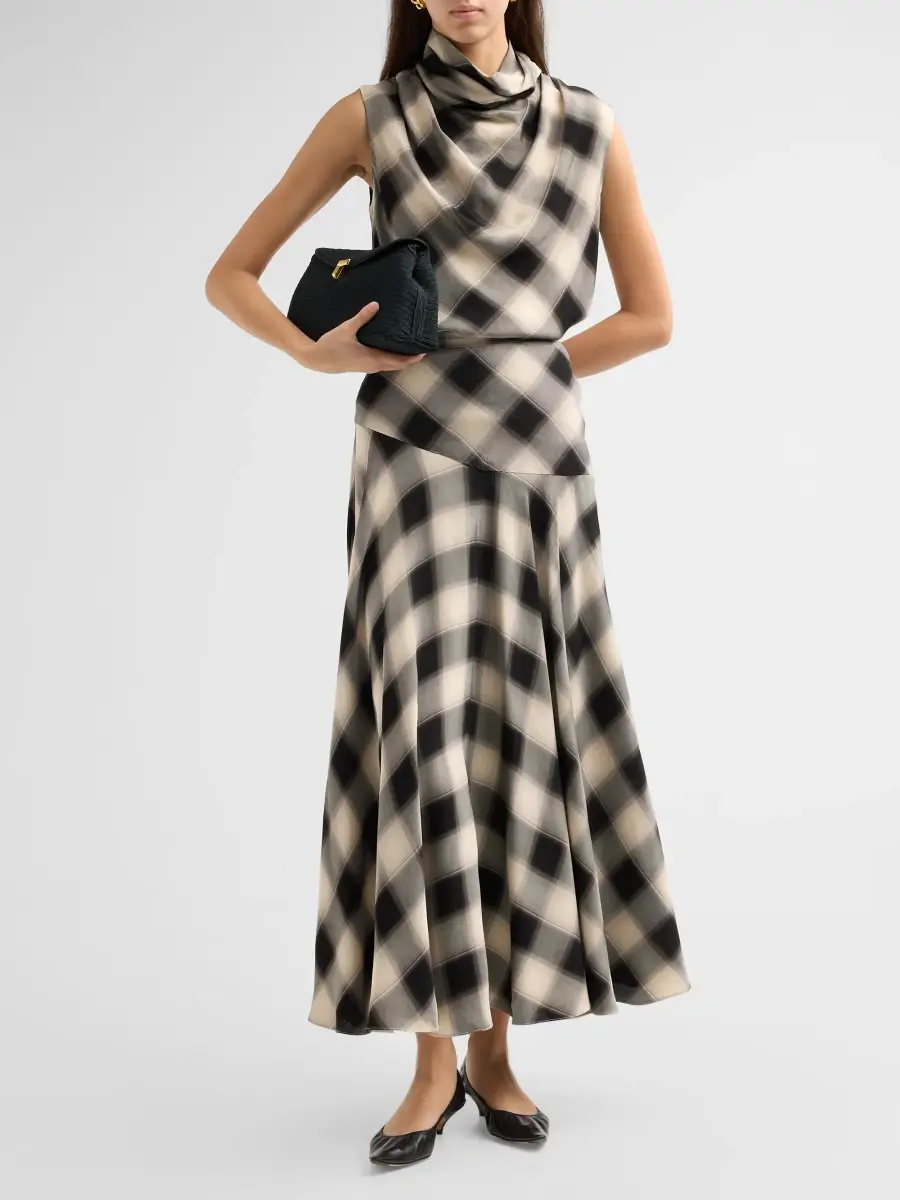 Adam Lippes Women's Tess Ombré Plaid Maxi Skirt | Thumbnail 2