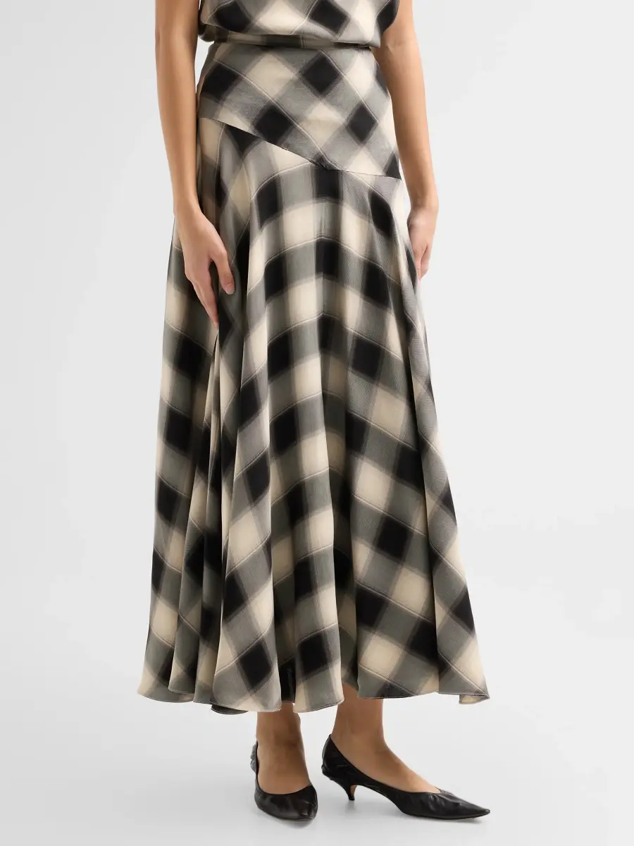 Adam Lippes Women's Tess Ombré Plaid Maxi Skirt | Thumbnail 4