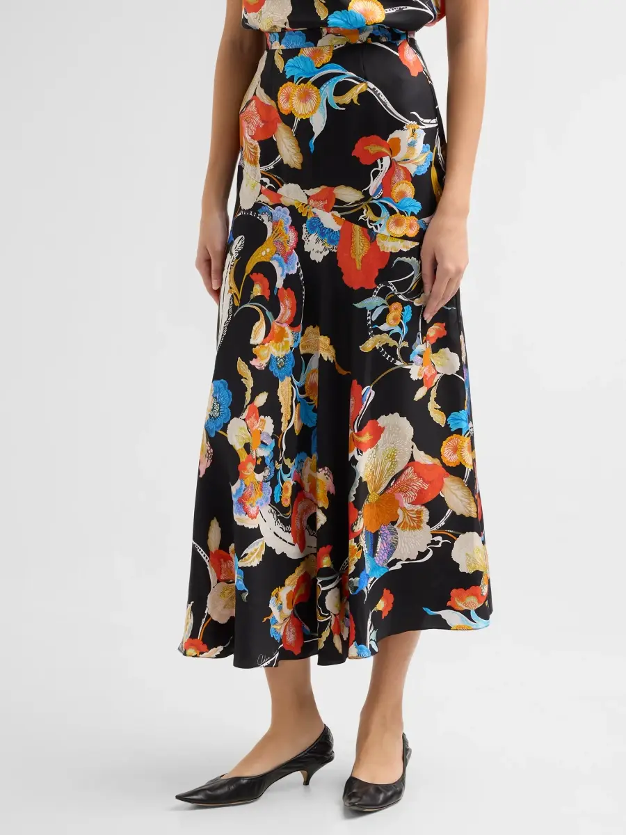 Adam Lippes Women's Tess Floral Silk Twill Midi Skirt | Thumbnail 4 Adam Lippes Women's Tess Floral Silk Twill Midi Skirt | Thumbnail 4