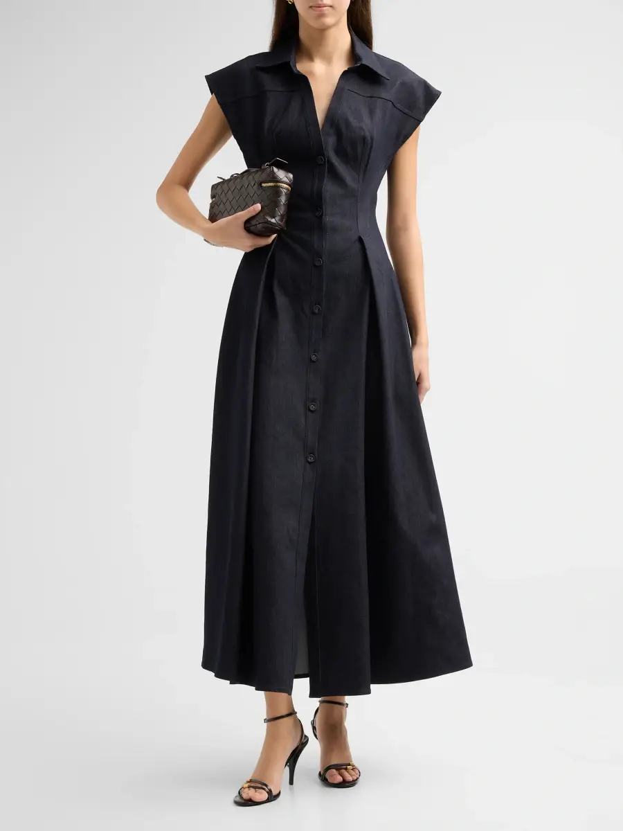Adam Lippes Women's Sylvan Denim Midi Shirtdress | Thumbnail 2 Adam Lippes Women's Sylvan Denim Midi Shirtdress | Thumbnail 2
