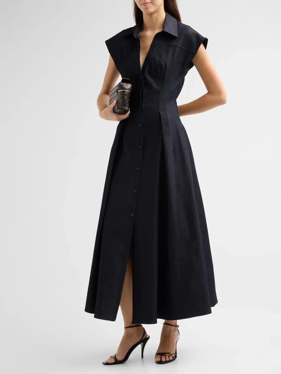 Adam Lippes Women's Sylvan Denim Midi Shirtdress | Thumbnail 4 Adam Lippes Women's Sylvan Denim Midi Shirtdress | Thumbnail 4