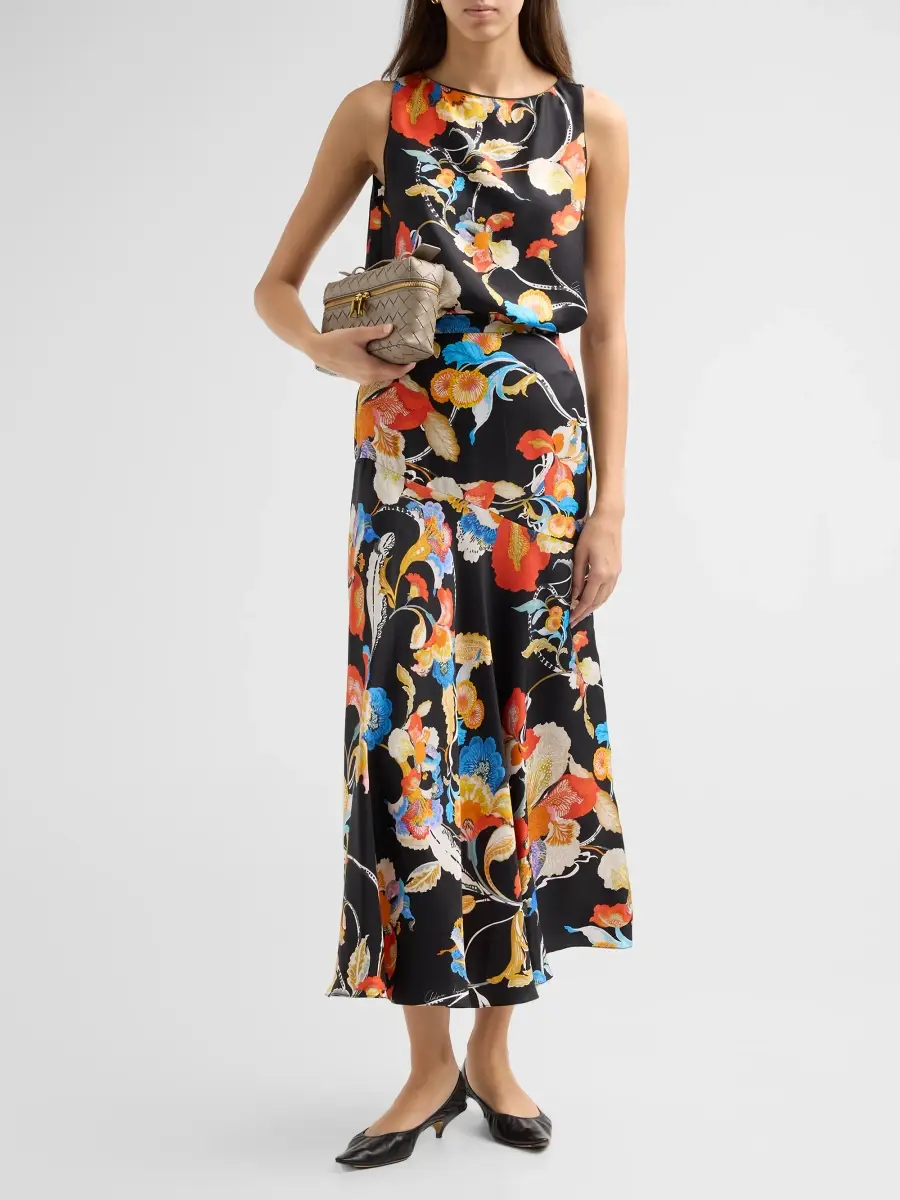 Adam Lippes Women's Nell Floral Silk Twill Top | Thumbnail 2 Adam Lippes Women's Nell Floral Silk Twill Top | Thumbnail 2