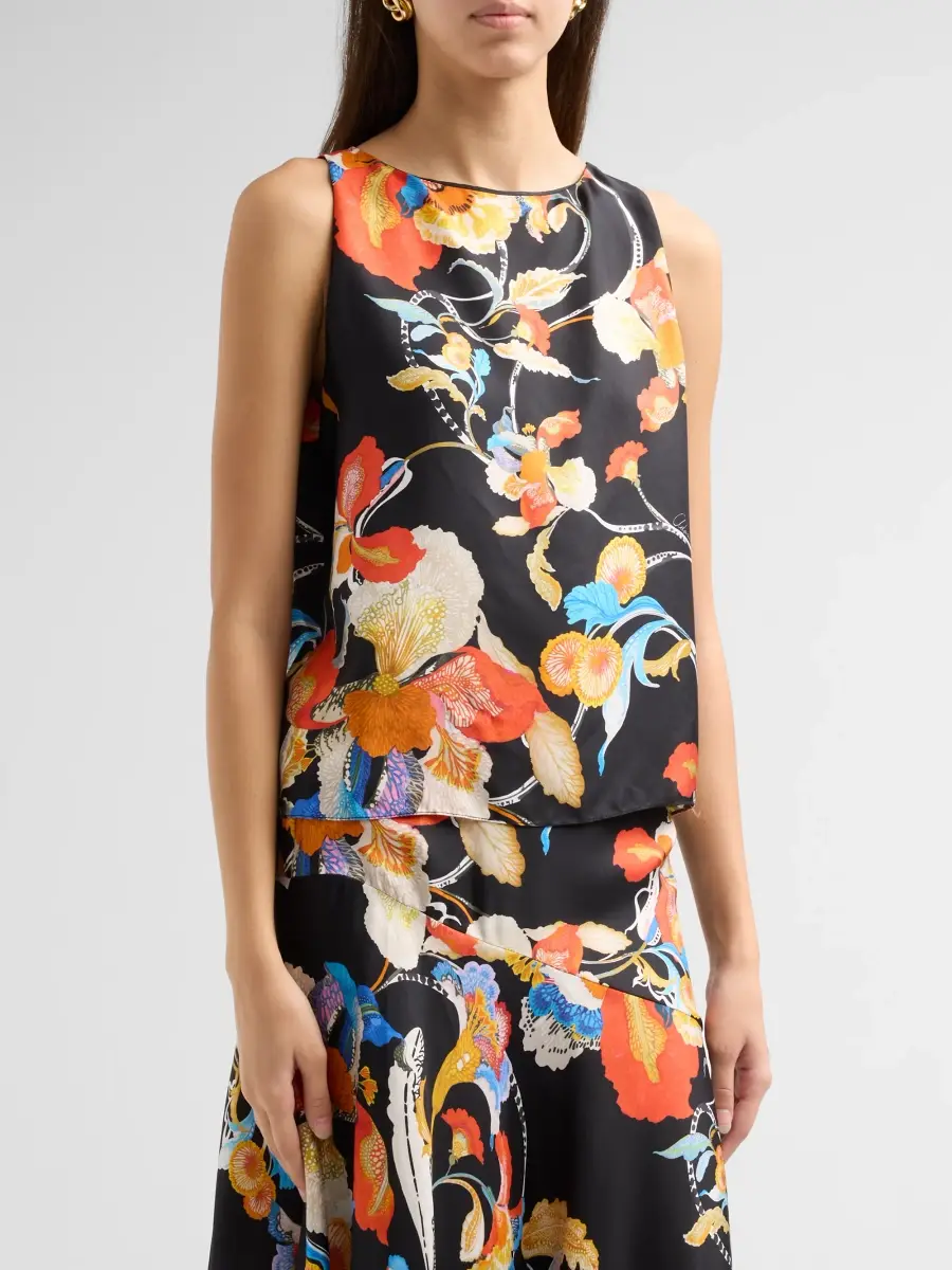 Adam Lippes Women's Nell Floral Silk Twill Top | Thumbnail 4 Adam Lippes Women's Nell Floral Silk Twill Top | Thumbnail 4