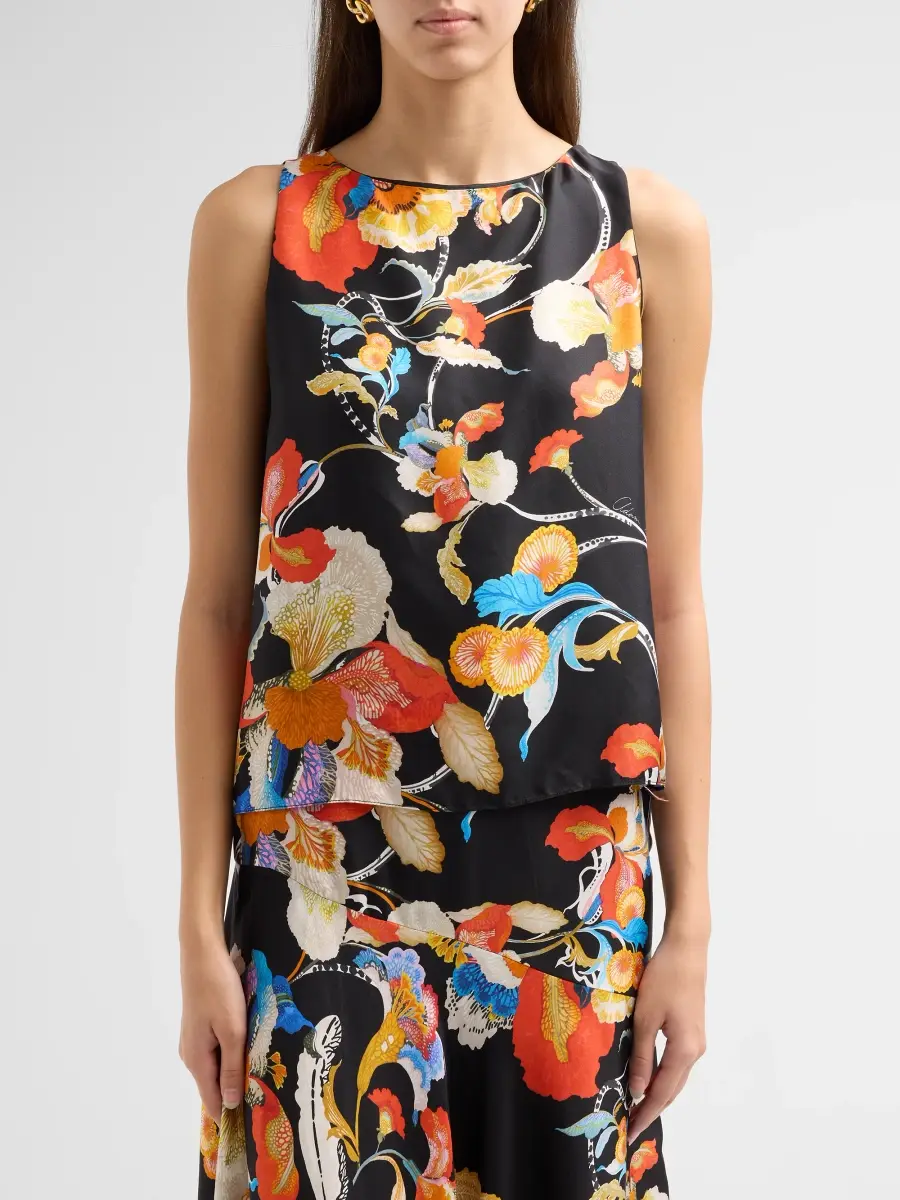 Adam Lippes Women's Nell Floral Silk Twill Top | Thumbnail 5 Adam Lippes Women's Nell Floral Silk Twill Top | Thumbnail 5