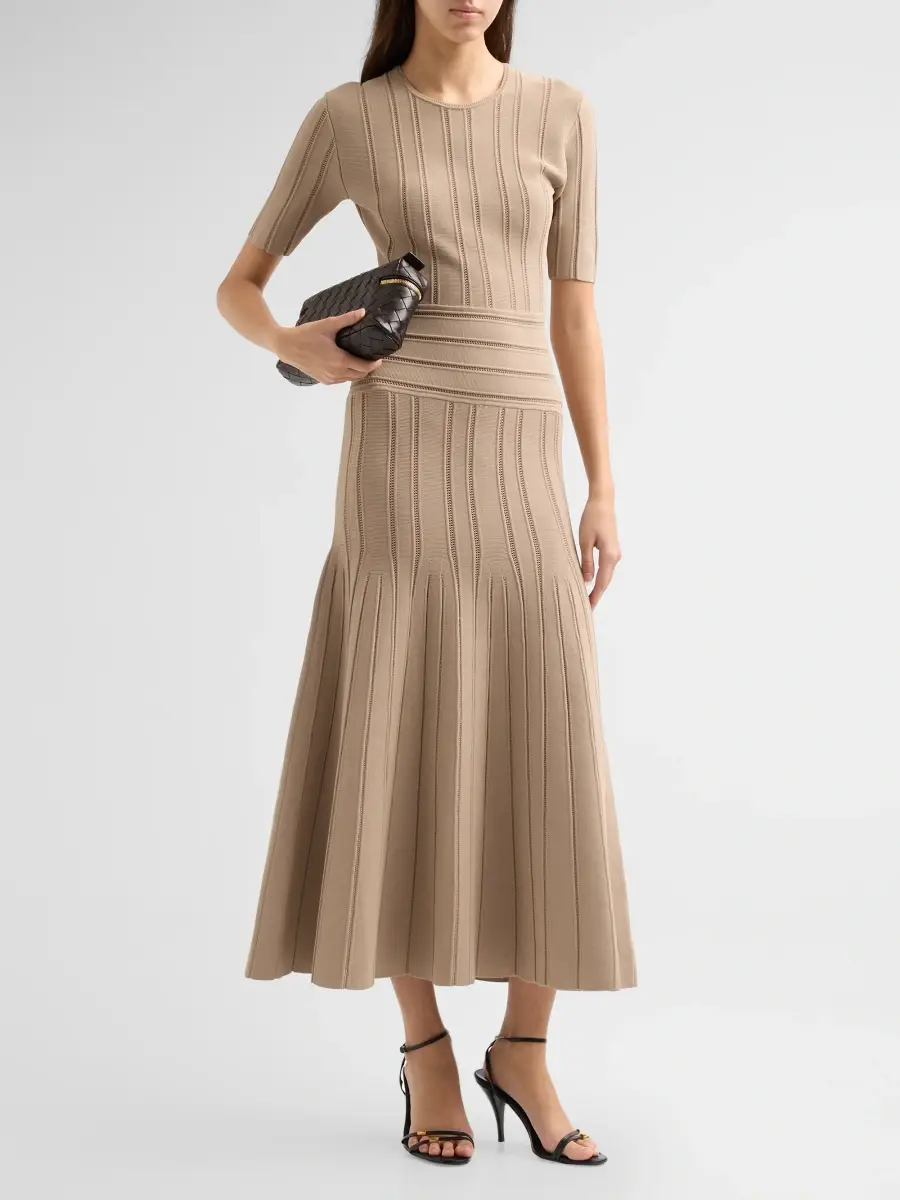 Adam Lippes Women's Cassidy Compact Jacquard Midi Dress | Thumbnail 4 Adam Lippes Women's Cassidy Compact Jacquard Midi Dress | Thumbnail 4