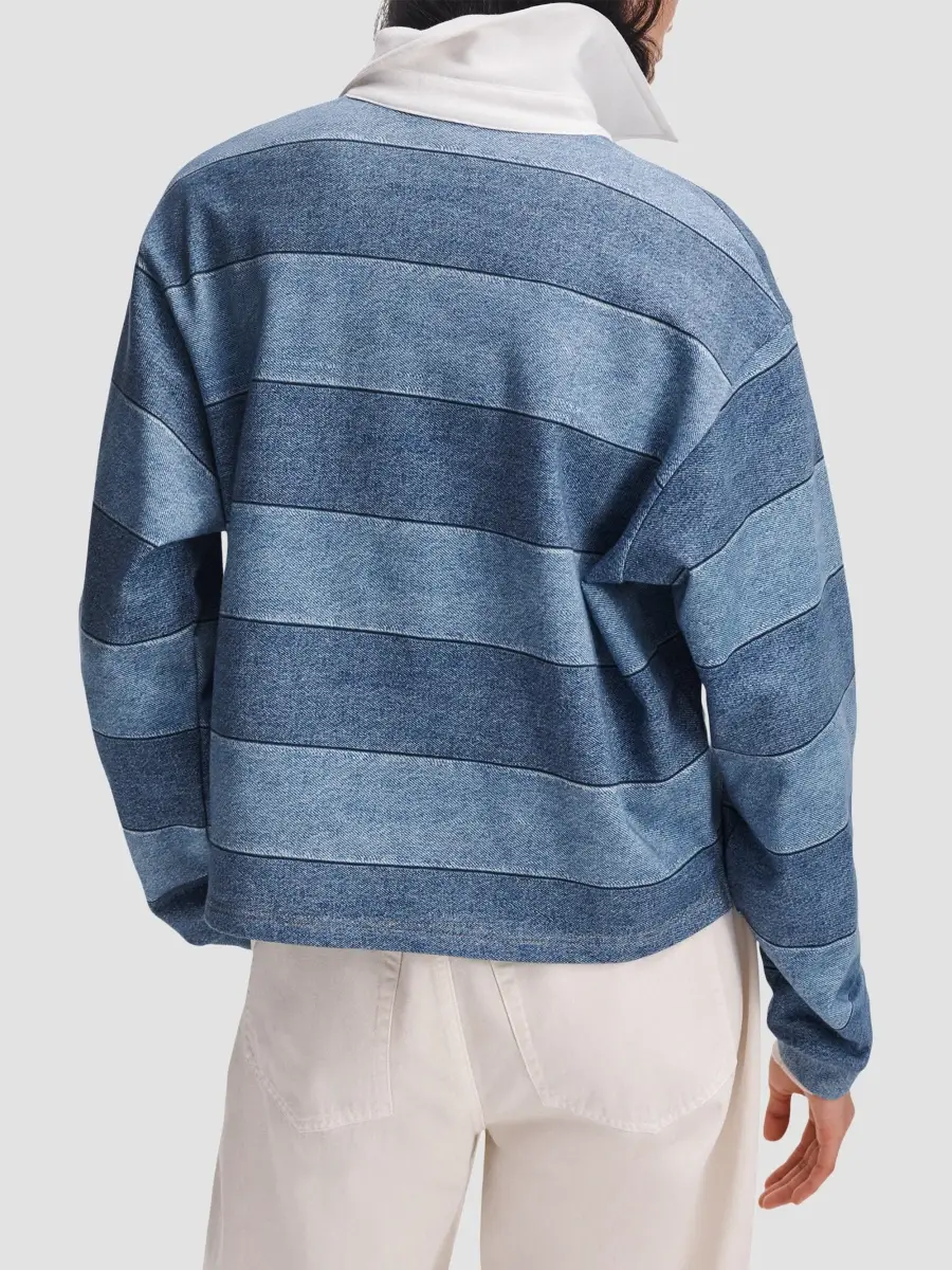 rag & bone Women's rb Miramar Striped Cotton Terry Rugby Polo Shirt | Thumbnail 3 rag & bone Women's rb Miramar Striped Cotton Terry Rugby Polo Shirt | Thumbnail 3