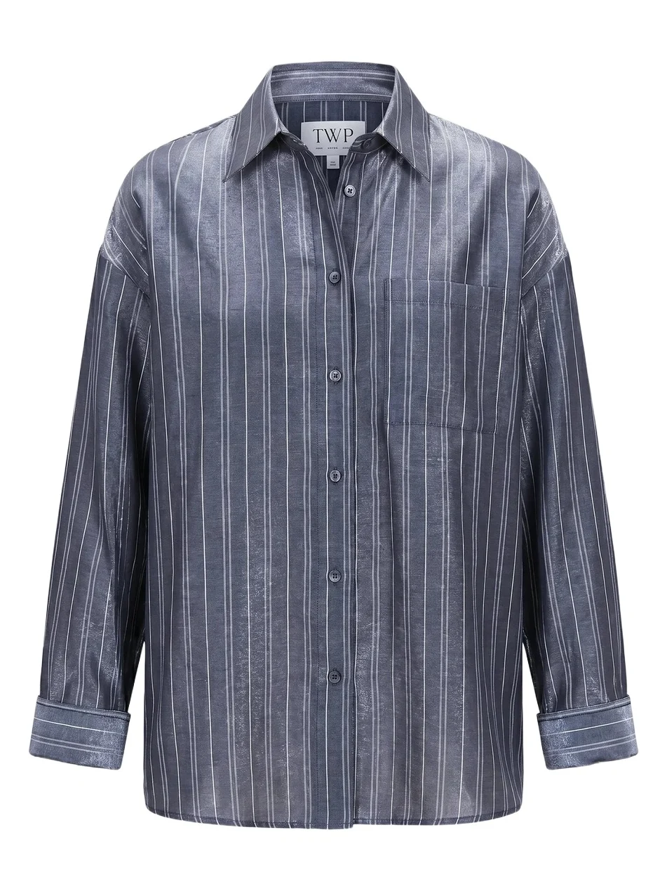 Women's Something Borrowed Striped Cotton-Blend Shirt Women's Something Borrowed Striped Cotton-Blend Shirt