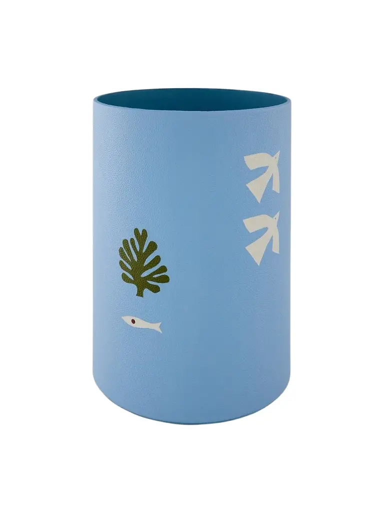 Jonathan Adler Playa Leather Waste Basket