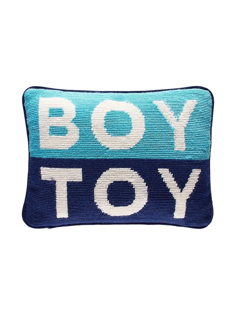 Jonathan Adler Boy Toy Personality Needlepoint Pillow