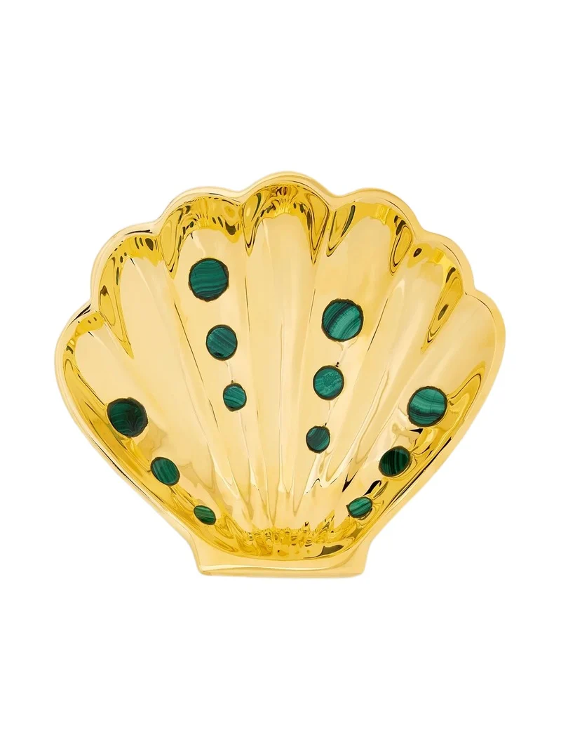 Jonathan Adler Brass & Malachite Clam Shell Tray