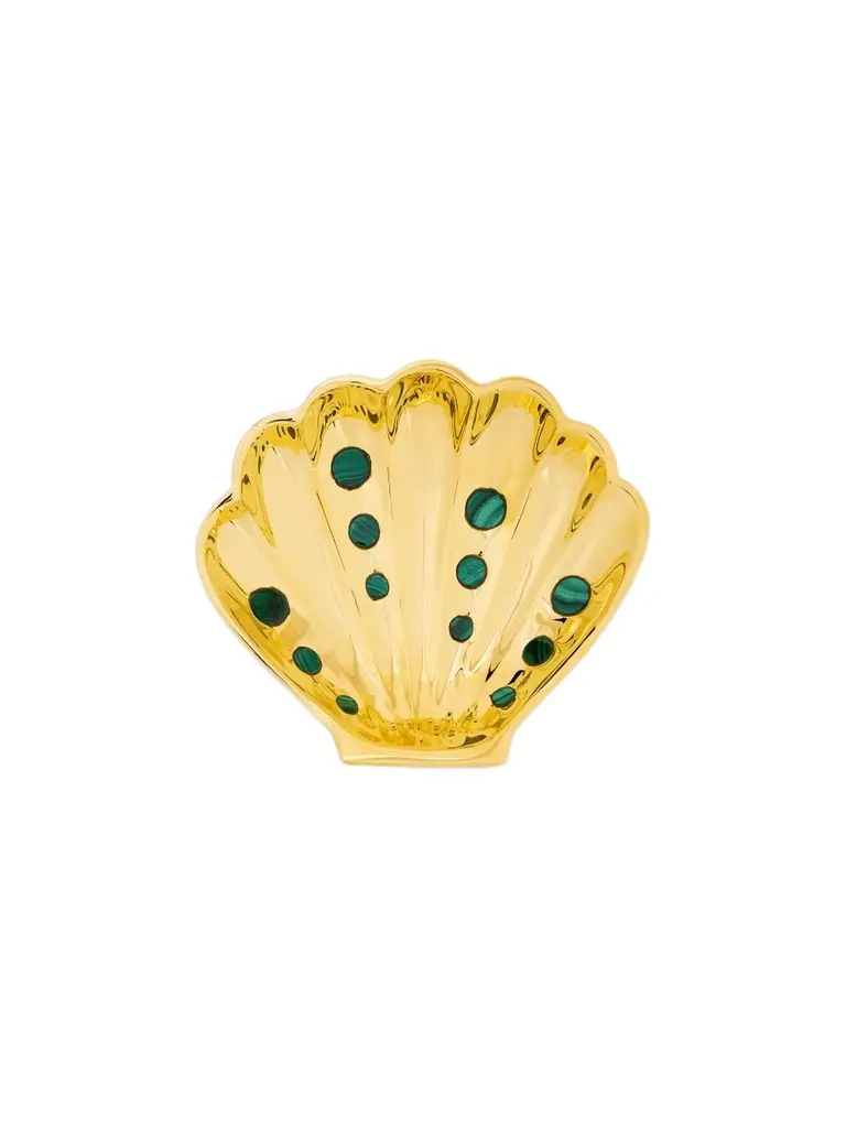Brass & Malachite Clam Shell Tray Brass & Malachite Clam Shell Tray