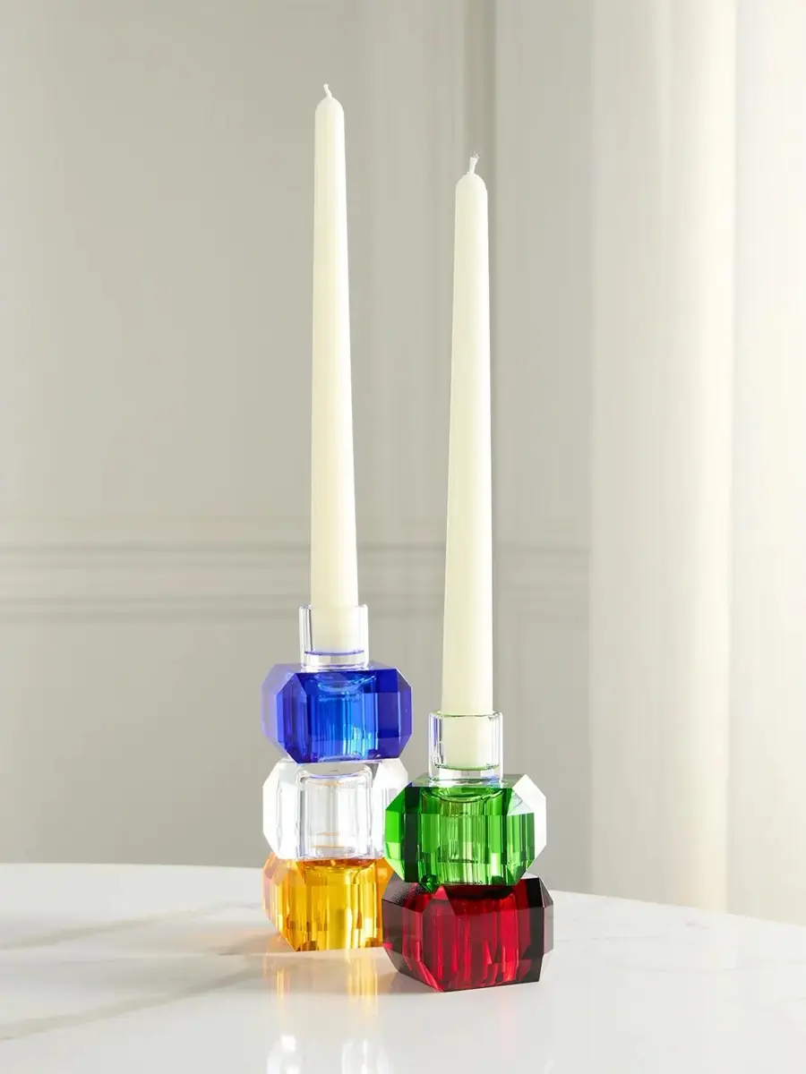 Tizo Amber Crystal 5-Piece Stackable Candleholder Set