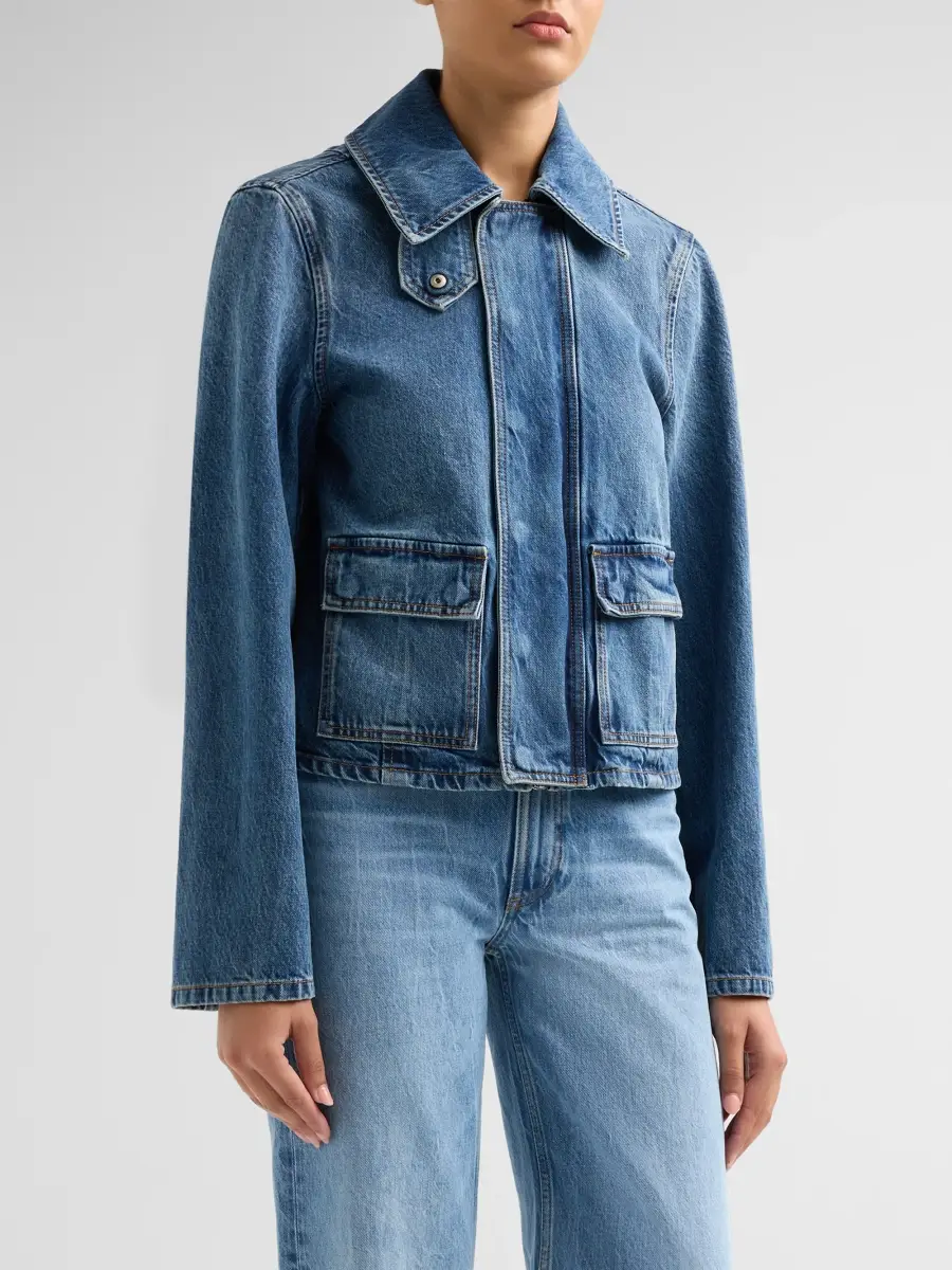 Brandon Maxwell Women's The Hayes Denim Boxy Jacket | Thumbnail 4 Brandon Maxwell Women's The Hayes Denim Boxy Jacket | Thumbnail 4