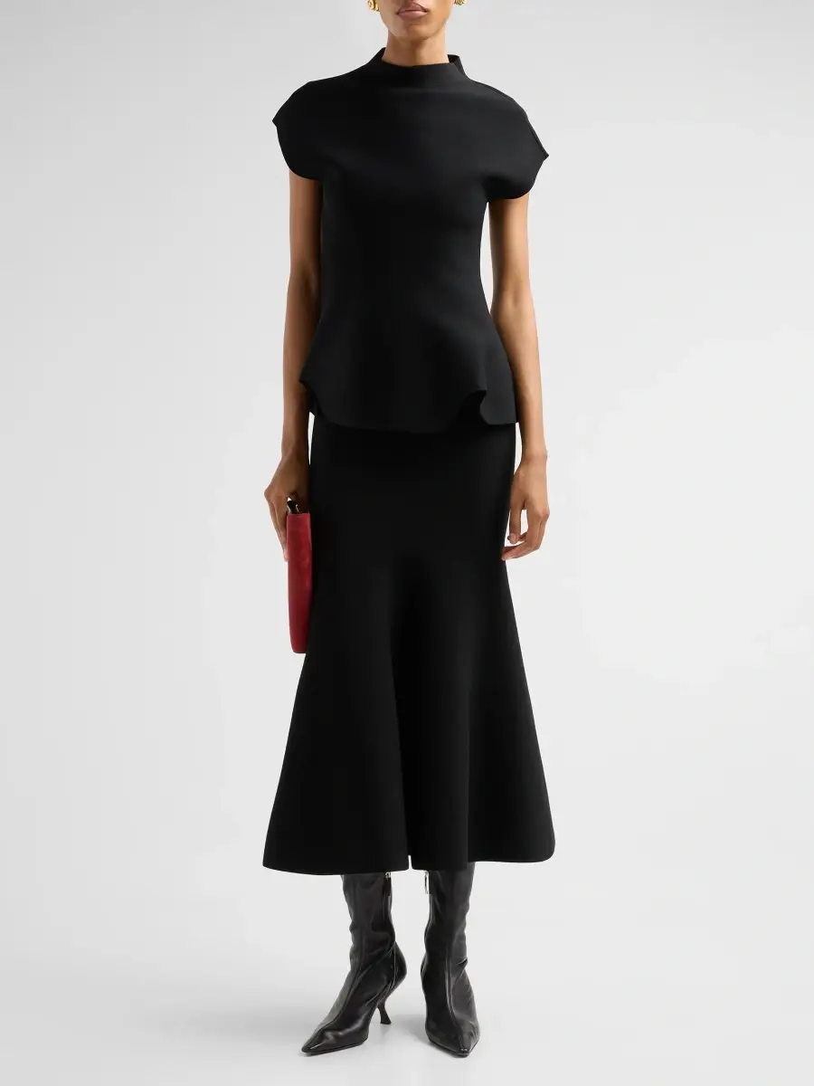 Brandon Maxwell Women's The Hendrix Flared Knit Skirt | Thumbnail 2 Brandon Maxwell Women's The Hendrix Flared Knit Skirt | Thumbnail 2