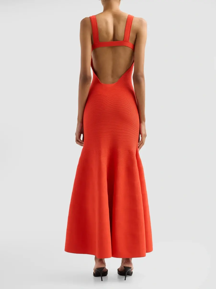 Brandon Maxwell Women's The Tatum V-Neck Midi Dress | Thumbnail 3 Brandon Maxwell Women's The Tatum V-Neck Midi Dress | Thumbnail 3
