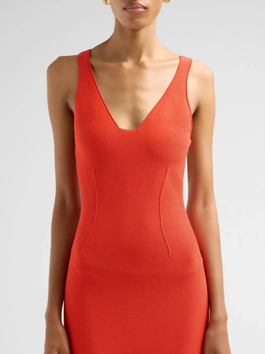 Brandon Maxwell Women's The Tatum V-Neck Midi Dress | Thumbnail 5 Brandon Maxwell Women's The Tatum V-Neck Midi Dress | Thumbnail 5