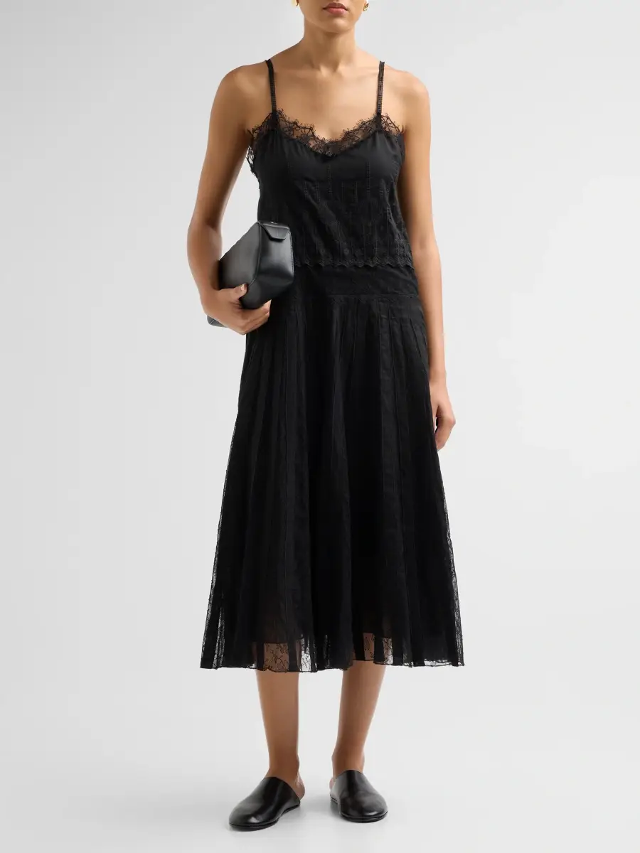Brandon Maxwell Women's The Rooney Lace Embroidered Slip Dress | Thumbnail 2 Brandon Maxwell Women's The Rooney Lace Embroidered Slip Dress | Thumbnail 2