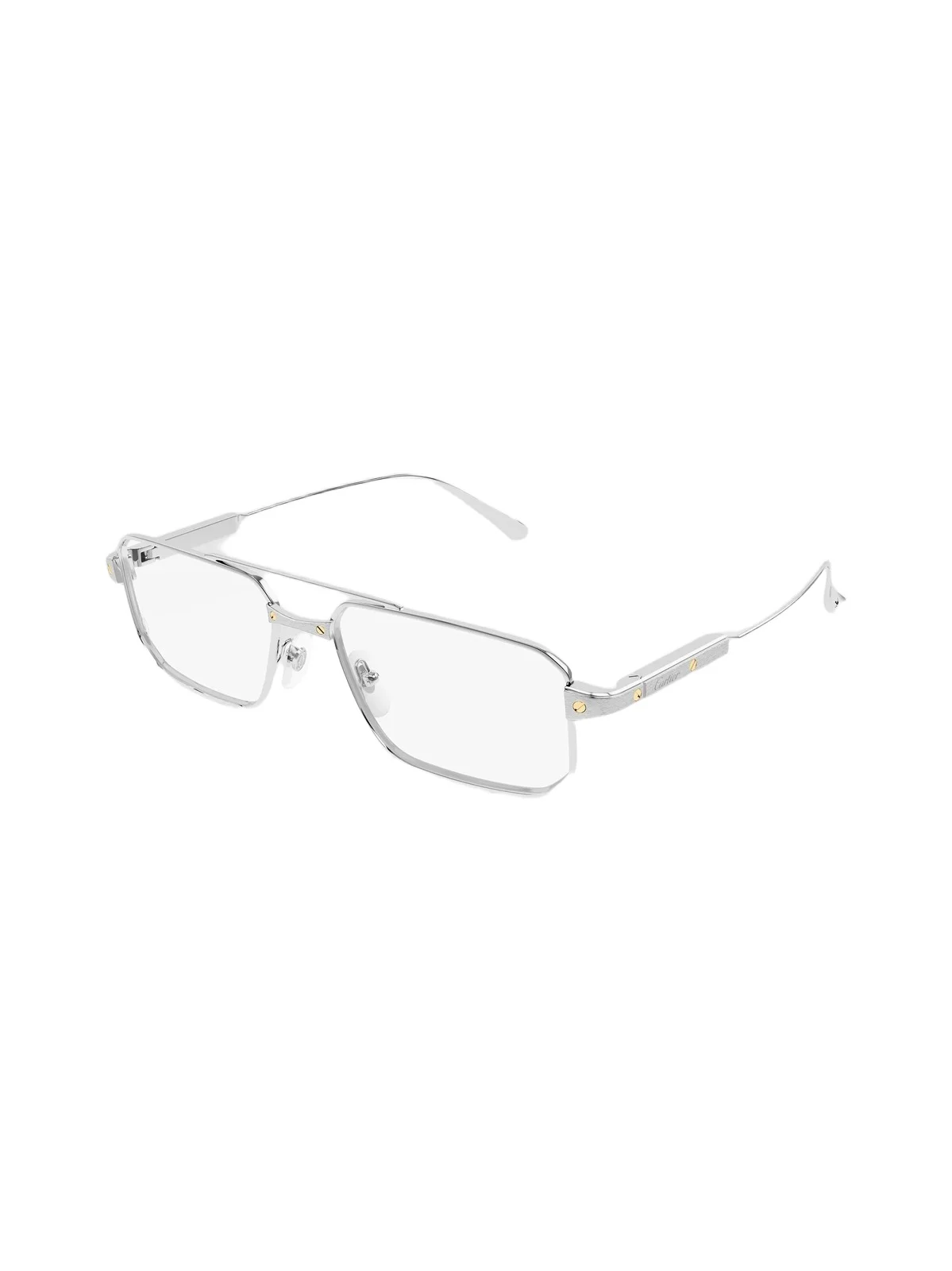 Cartier Men's Santos De 57MM 24K-Gold-Plated Rectangular Eyeglasses