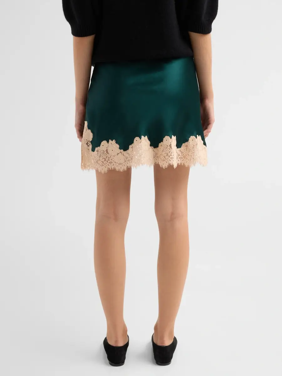 DÔEN Women's Giulietta Lace-Trim Silk Miniskirt | Thumbnail 3 DÔEN Women's Giulietta Lace-Trim Silk Miniskirt | Thumbnail 3