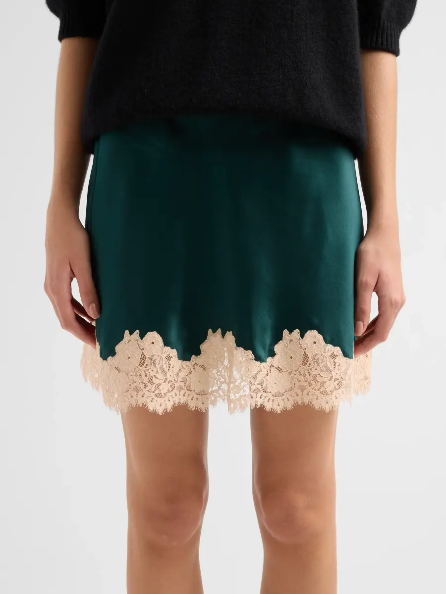 DÔEN Women's Giulietta Lace-Trim Silk Miniskirt | Thumbnail 5 DÔEN Women's Giulietta Lace-Trim Silk Miniskirt | Thumbnail 5