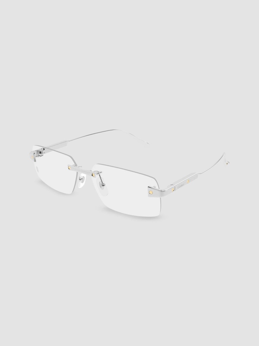 Cartier Men's Santos De 59MM Platinum-Plated Rimless Rectangular Eyeglasses