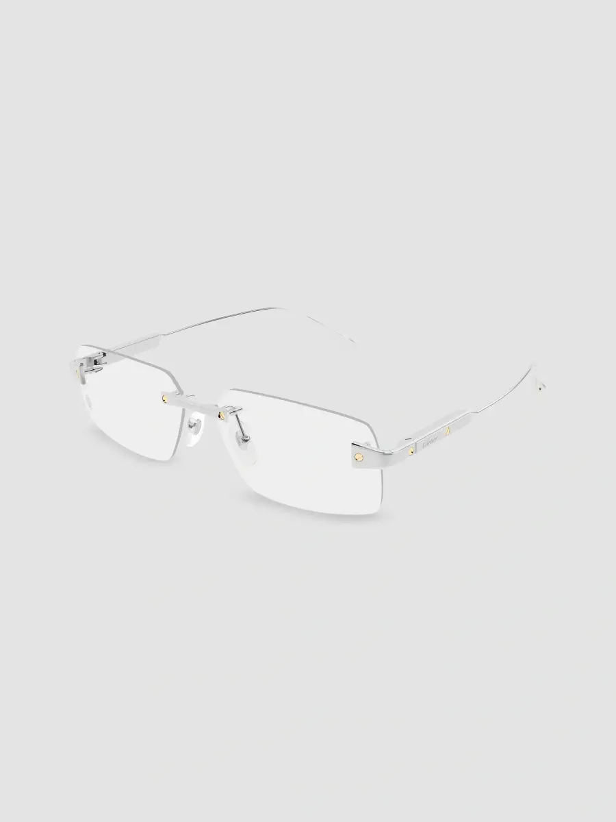 Cartier Men's Santos De 59MM Platinum-Plated Rimless Rectangular Eyeglasses