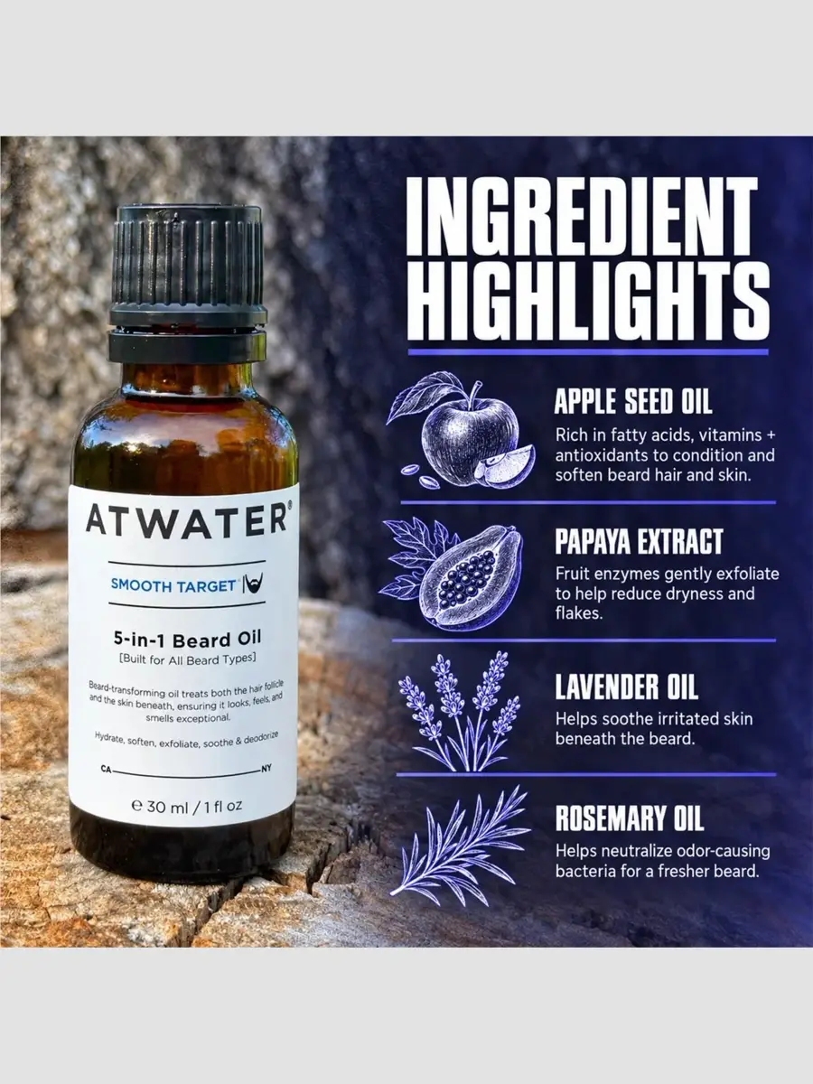 Atwater Smooth Target 5-in-1 Beard Oil | Thumbnail 4 Atwater Smooth Target 5-in-1 Beard Oil | Thumbnail 4