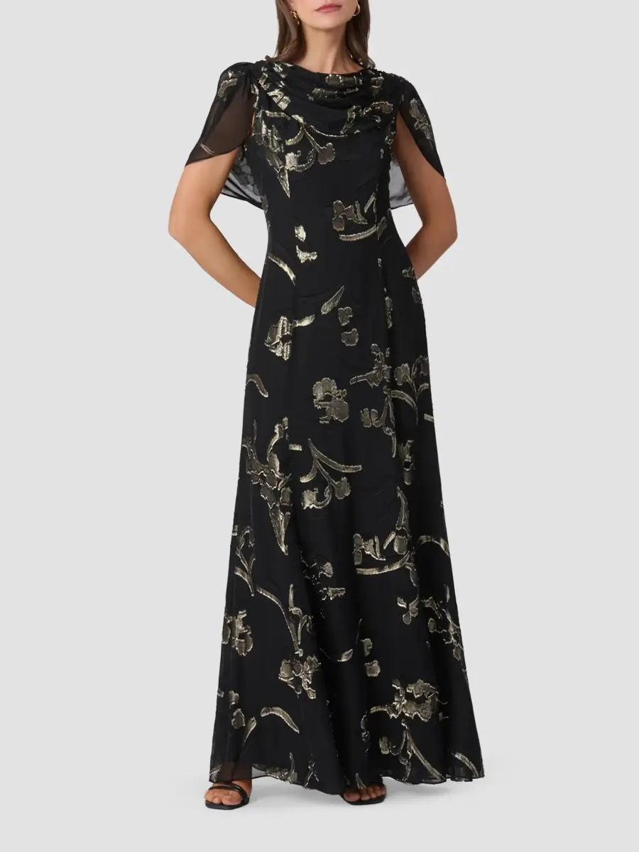 Shoshanna Women's Annalynn Metallic Chiffon A-Line Gown | Thumbnail 2 Shoshanna Women's Annalynn Metallic Chiffon A-Line Gown | Thumbnail 2