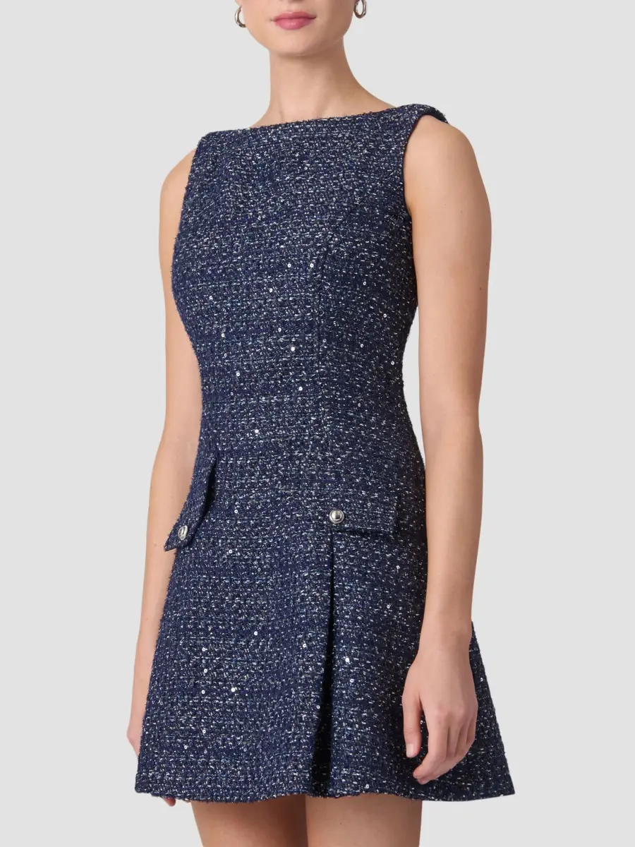 Shoshanna Women's Bradford Metallic Tweed Mini Dress | Thumbnail 4