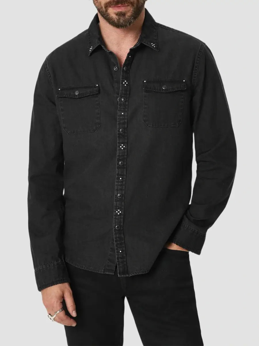JOHN VARVATOS Men's Marshall Studded Western Shirt | Thumbnail 4