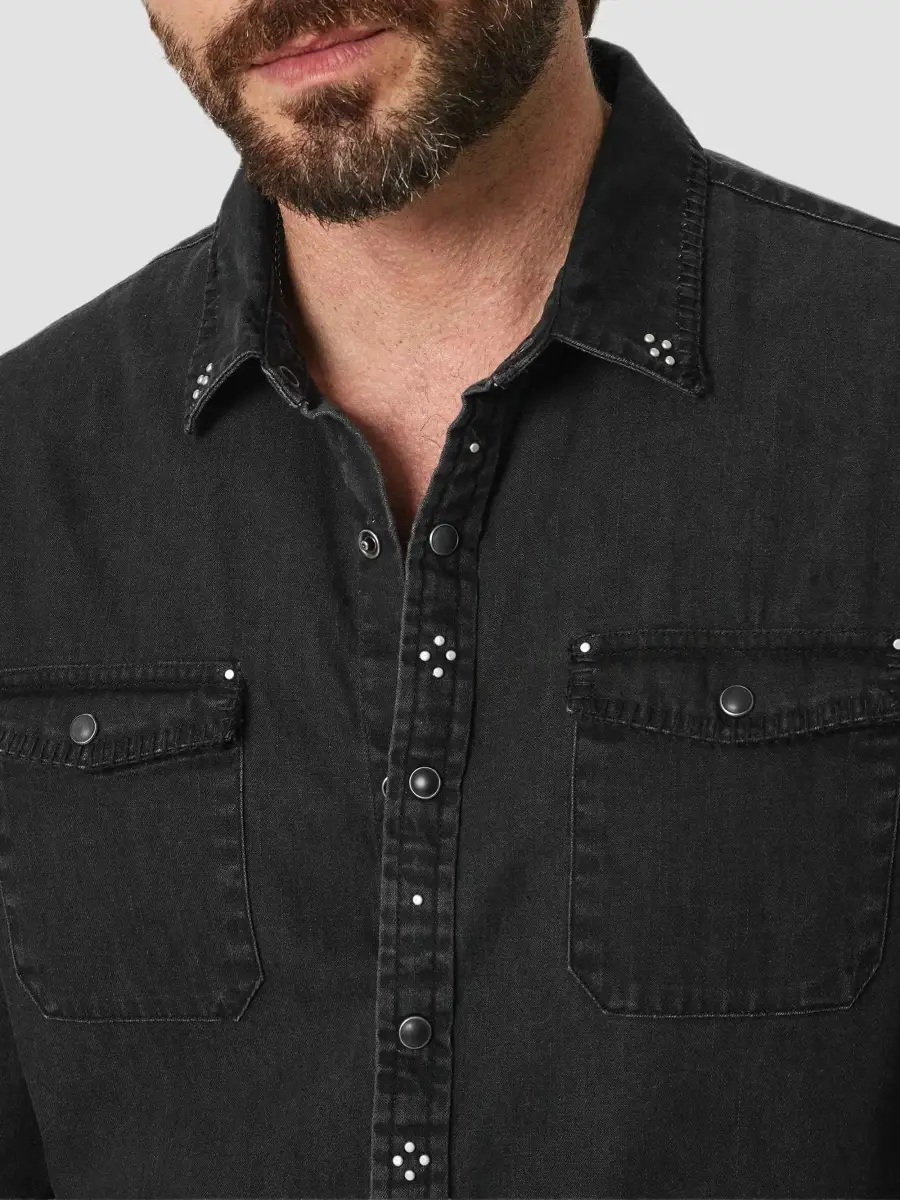 JOHN VARVATOS Men's Marshall Studded Western Shirt | Thumbnail 5