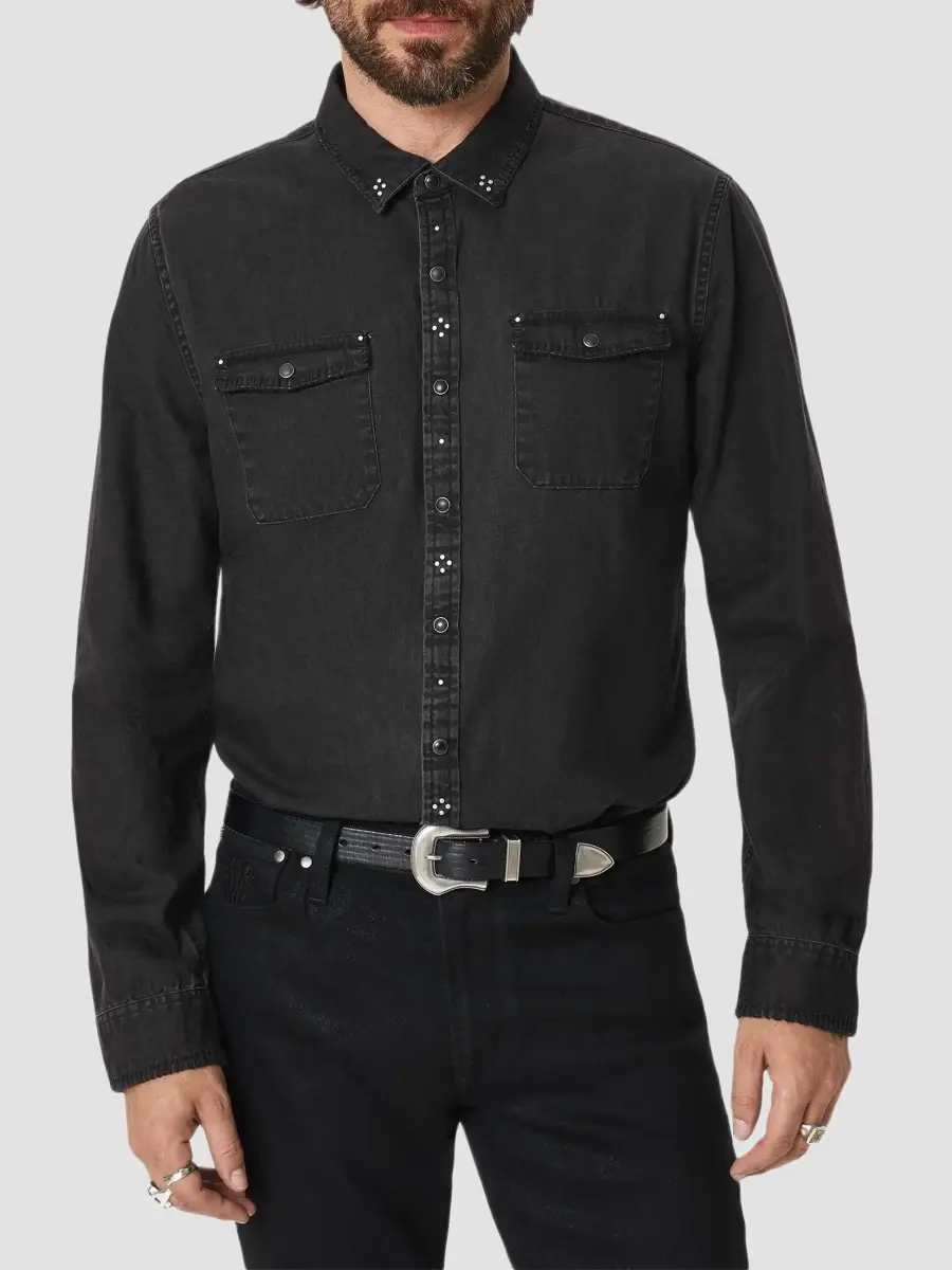 JOHN VARVATOS Men's Marshall Studded Western Shirt | Thumbnail 7
