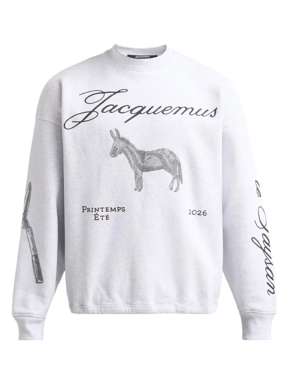 Jacquemus Men's Le Âne Graphic Cotton Sweatshirt