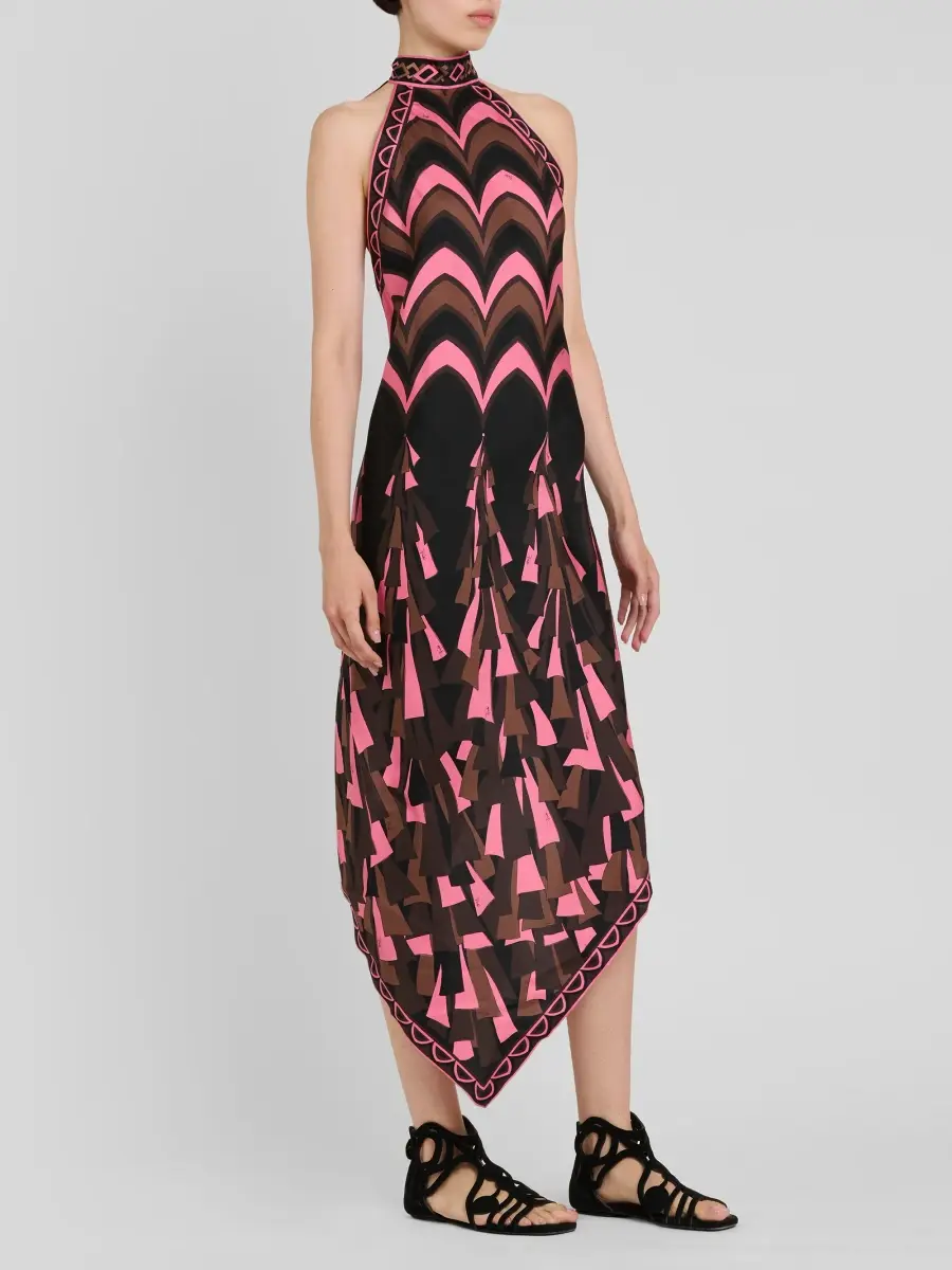 PUCCI Women's Printed Silk Twill Halter Maxi Dress | Thumbnail 4