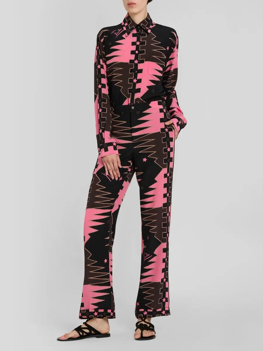 PUCCI Women's Printed Crepe De Chine Silk Shirt | Thumbnail 2