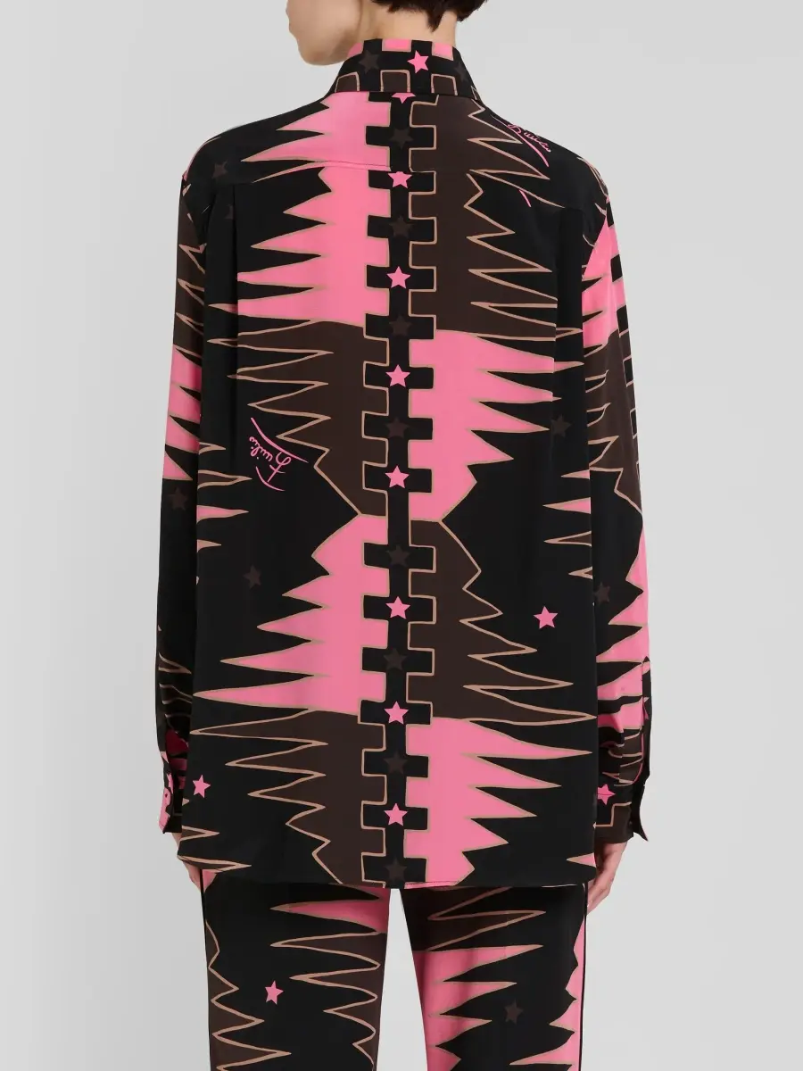 PUCCI Women's Printed Crepe De Chine Silk Shirt | Thumbnail 3
