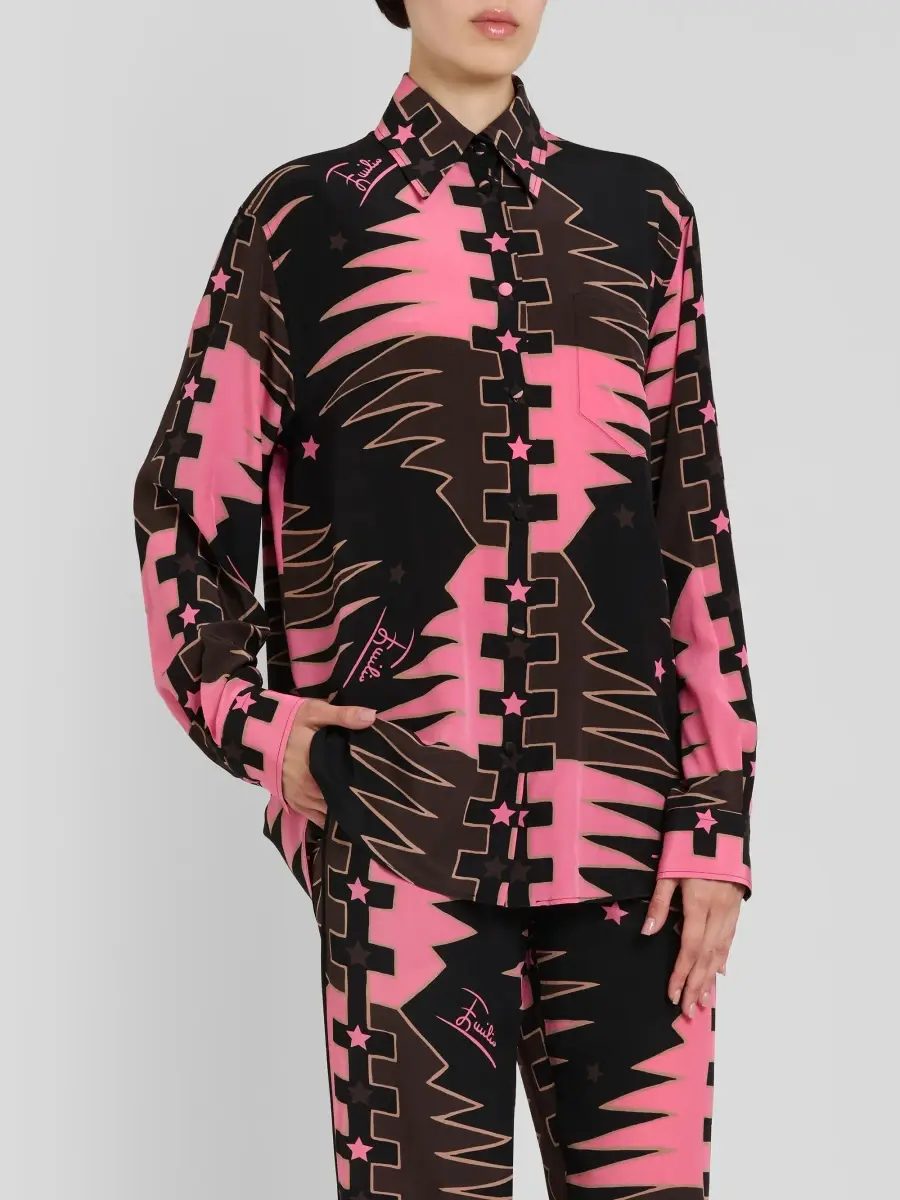 PUCCI Women's Printed Crepe De Chine Silk Shirt | Thumbnail 4