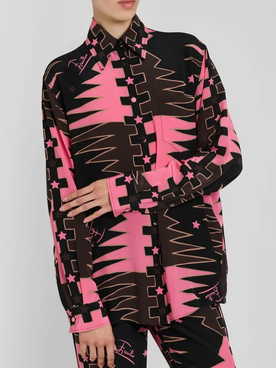 PUCCI Women's Printed Crepe De Chine Silk Shirt | Thumbnail 5