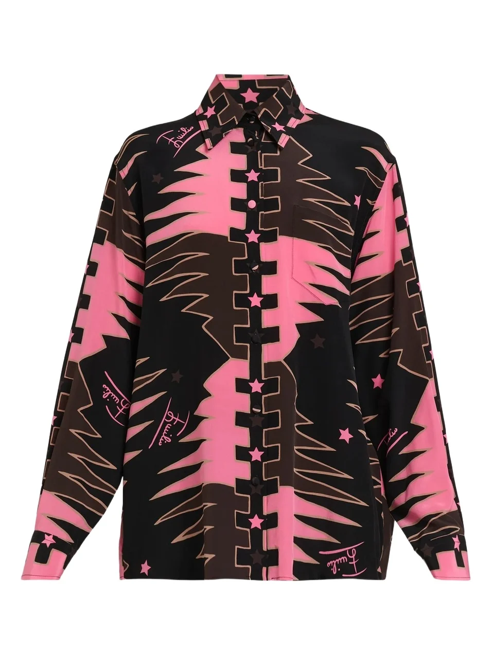 Women's Printed Crepe De Chine Silk Shirt Women's Printed Crepe De Chine Silk Shirt