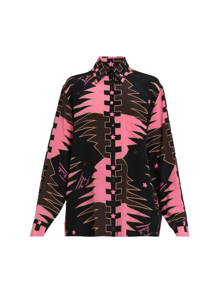 Women's Printed Crepe De Chine Silk Shirt Women's Printed Crepe De Chine Silk Shirt