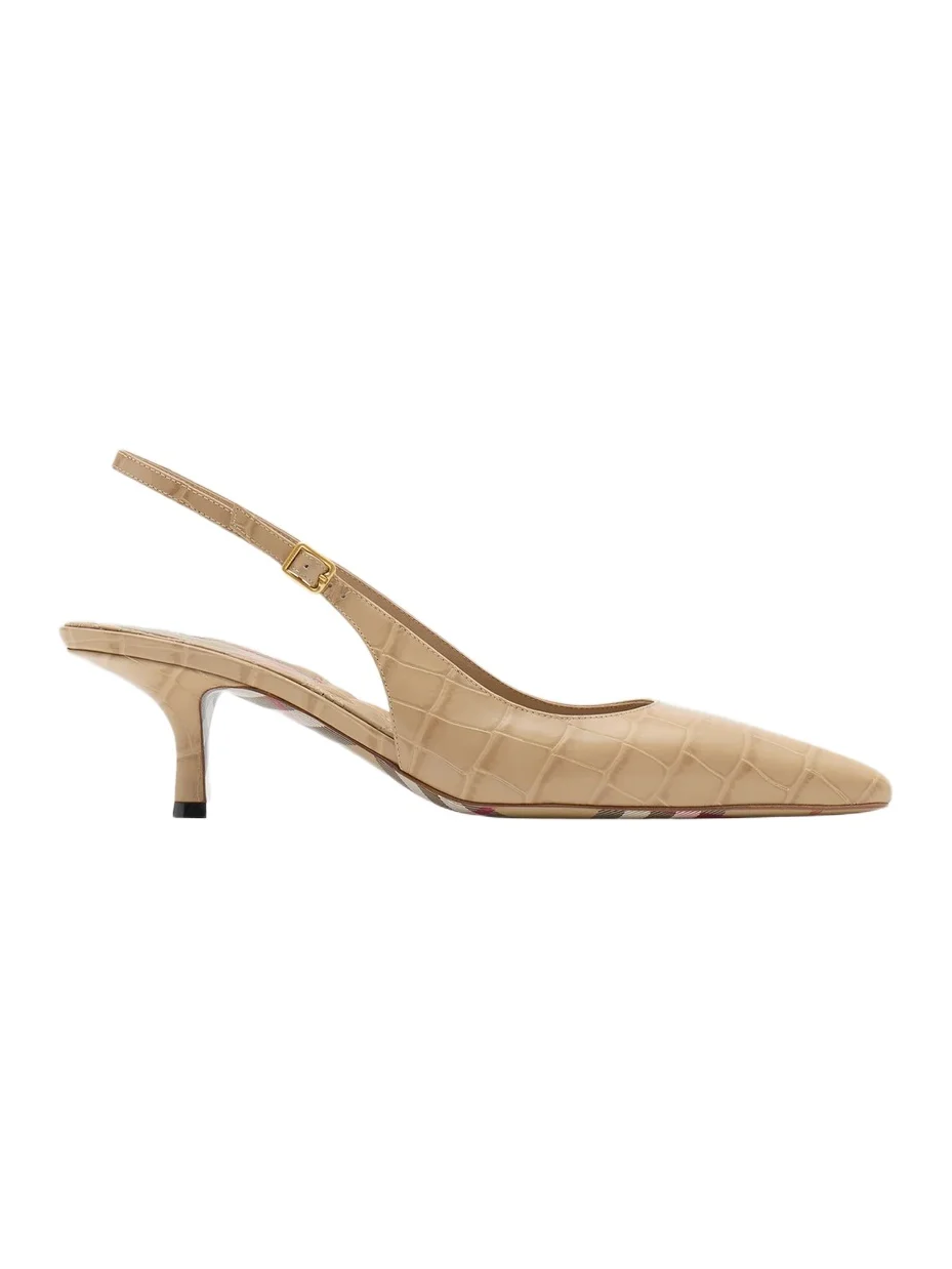 Burberry Women's 55MM Crocodile-Embossed Leather Dame Slingback Pumps