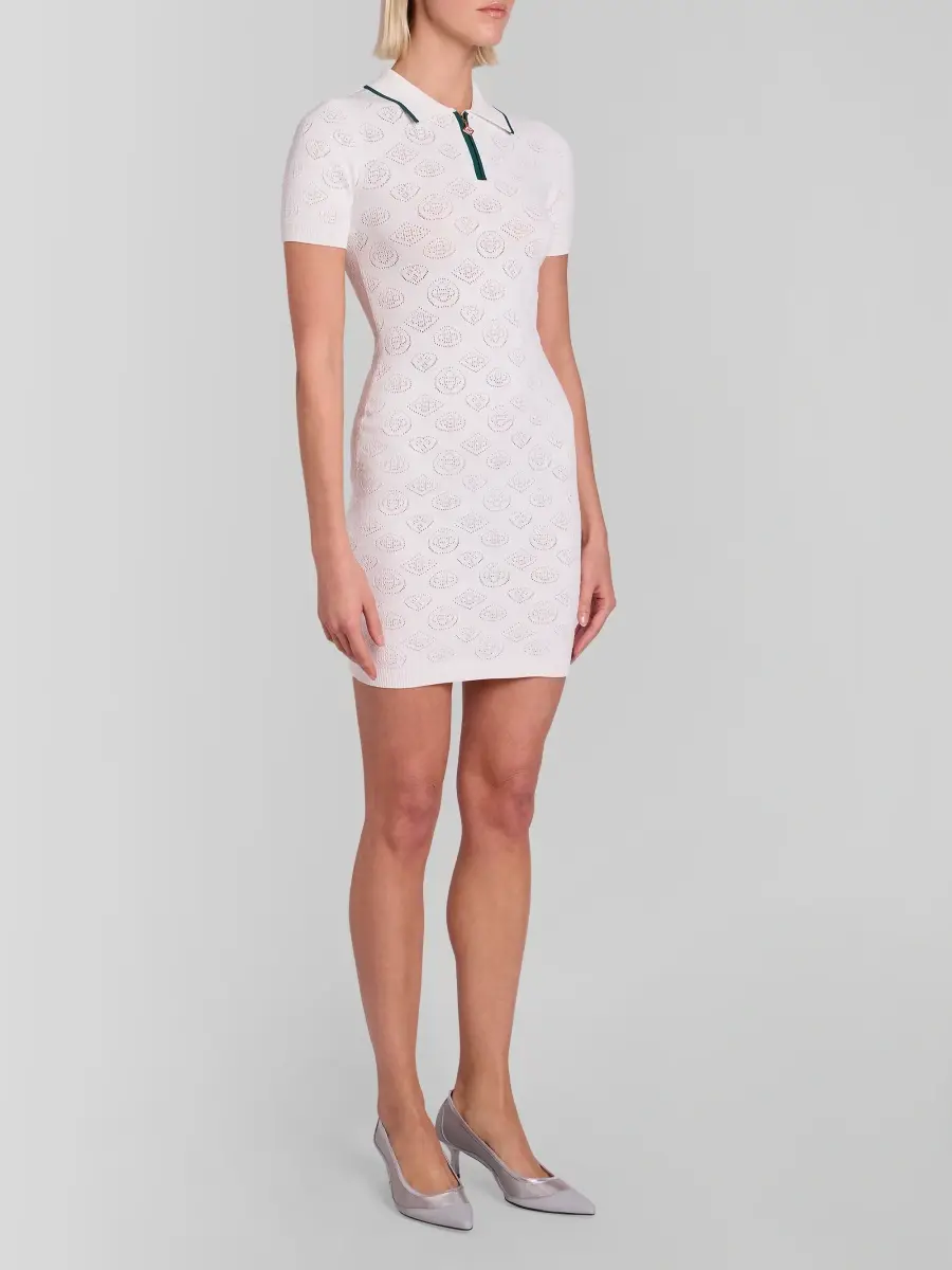 Casablanca Women's Pointelle Monogram Polo Mini Dress | Thumbnail 4