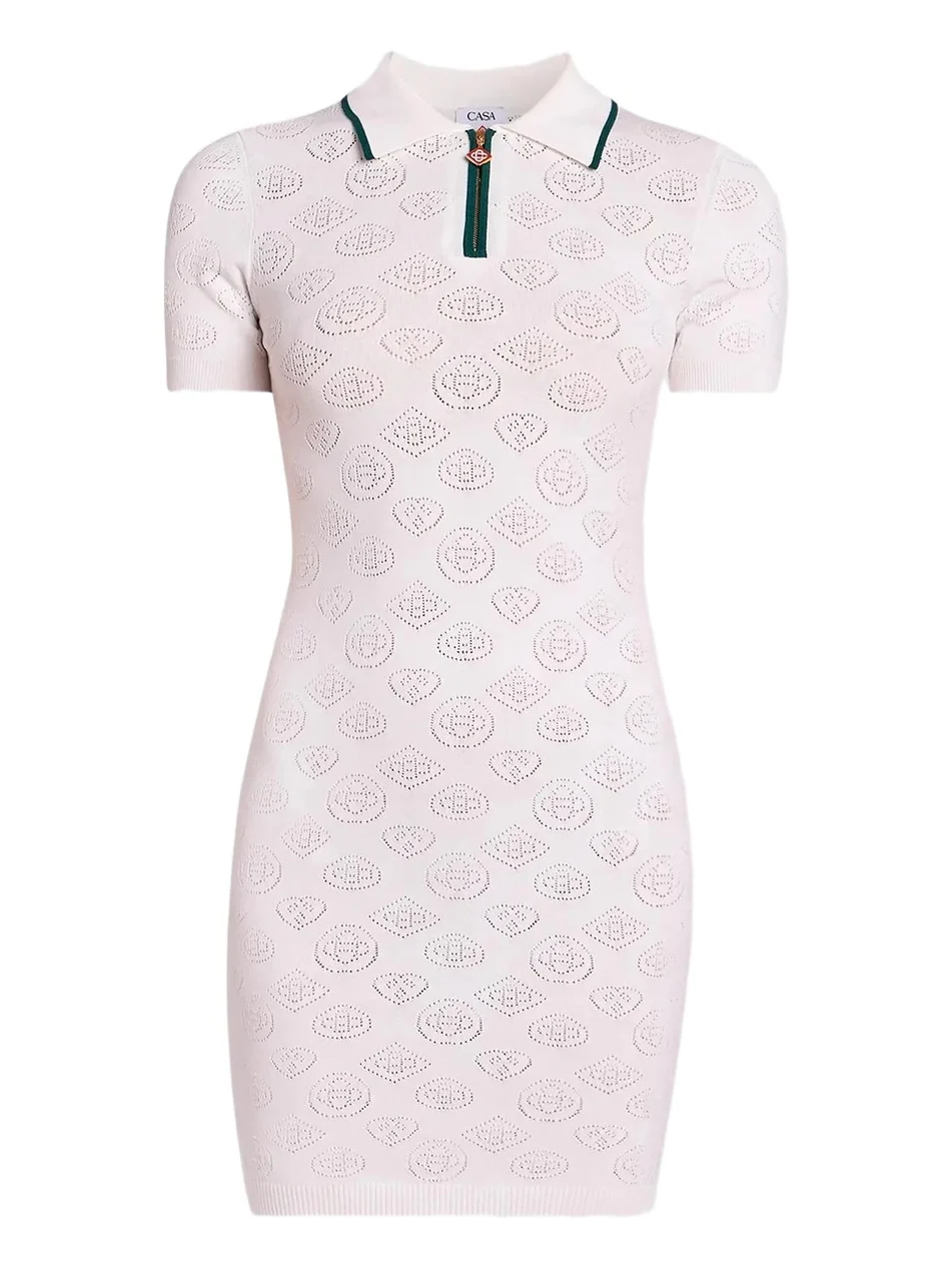 Women's Pointelle Monogram Polo Mini Dress Women's Pointelle Monogram Polo Mini Dress
