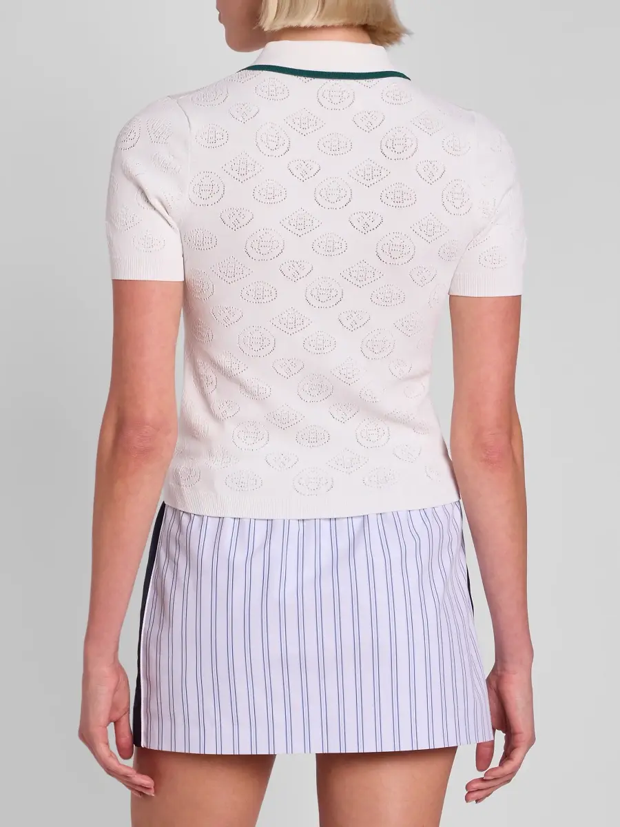 Casablanca Women's Pointelle Monogram Polo Shirt | Thumbnail 3 Casablanca Women's Pointelle Monogram Polo Shirt | Thumbnail 3