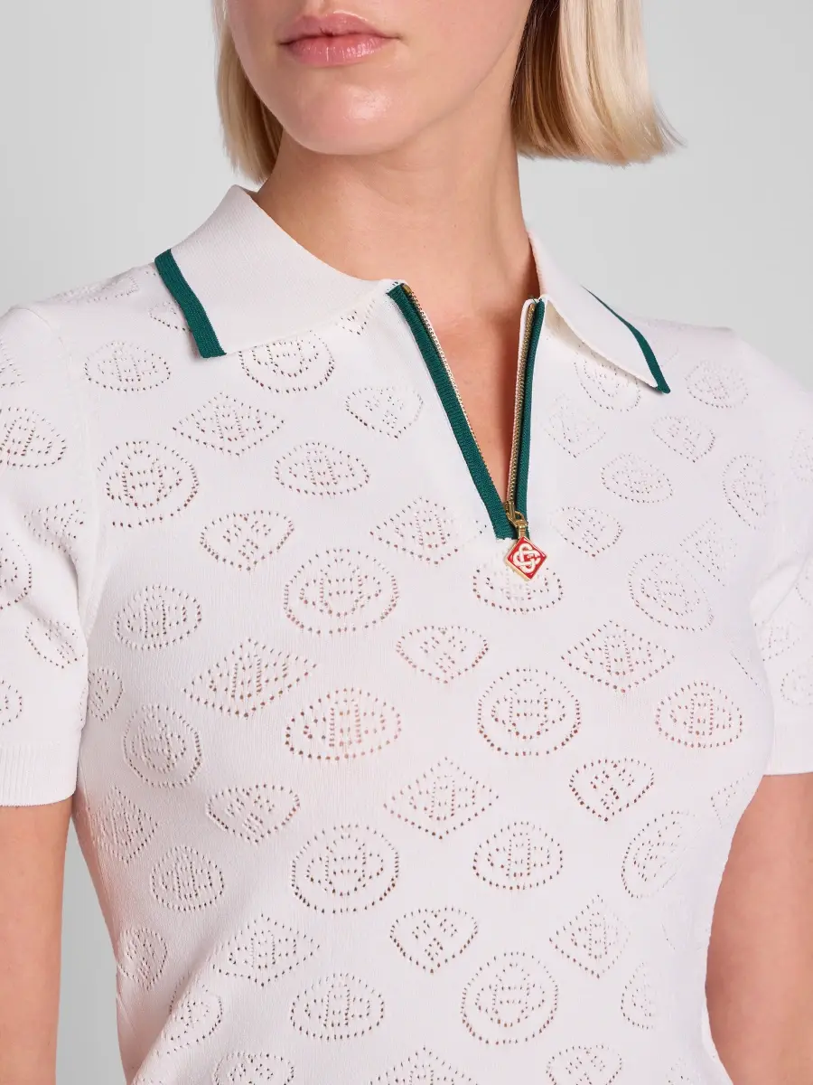 Casablanca Women's Pointelle Monogram Polo Shirt | Thumbnail 5 Casablanca Women's Pointelle Monogram Polo Shirt | Thumbnail 5